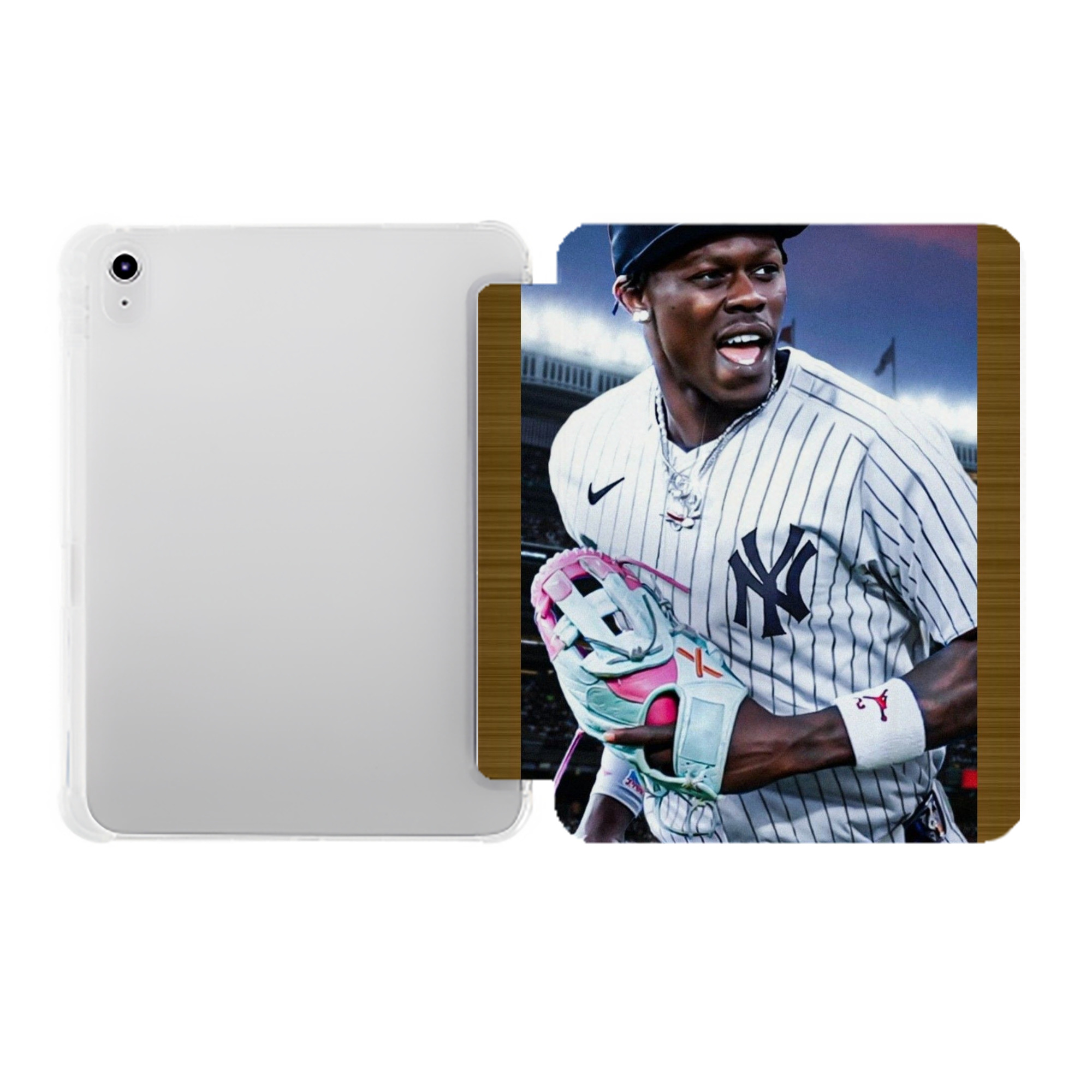 Jazz Chisholm Jr. 44 Premium Tri-Fold PU Leather & Silicone IPad Case With Pencil Slot – Fits 9.5,10.5,10.9 – Adjustable Stand, Slim, Protective